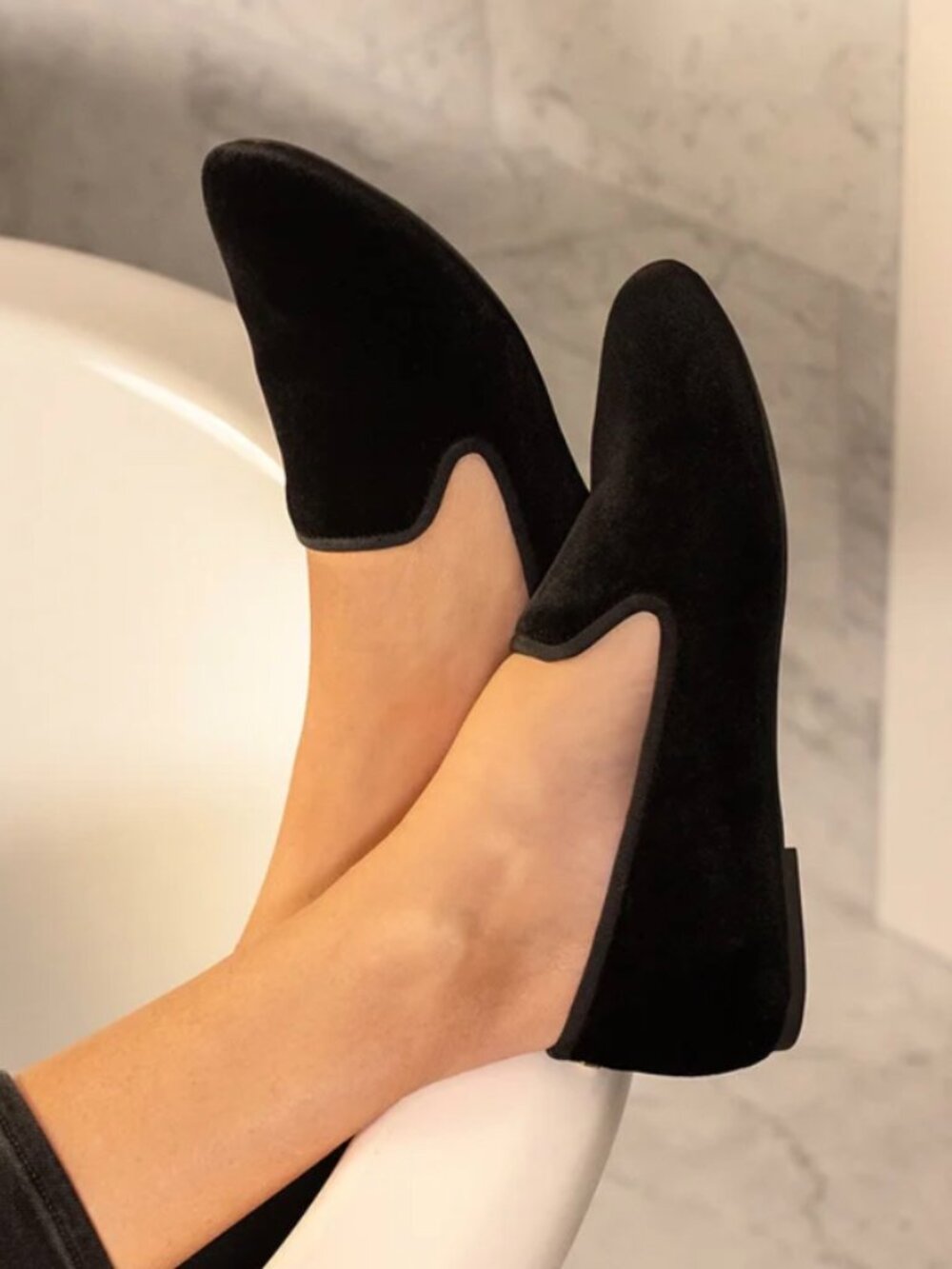 Birdies Starling Women's Slip On Black Velvet Flat Loafer Size 6